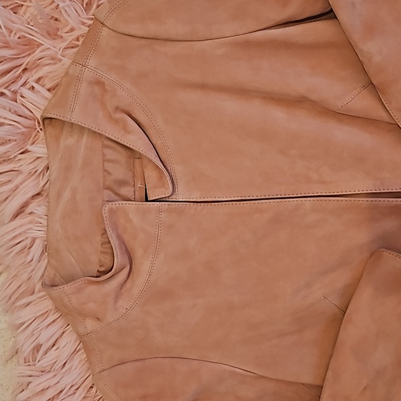 Express Design Studio Genuine Suede Leather 3/4 Sleeve Coat. PINK Size 2. - Picture 9 of 9